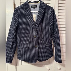 Talbots Navy and White Polka Dot Blazer